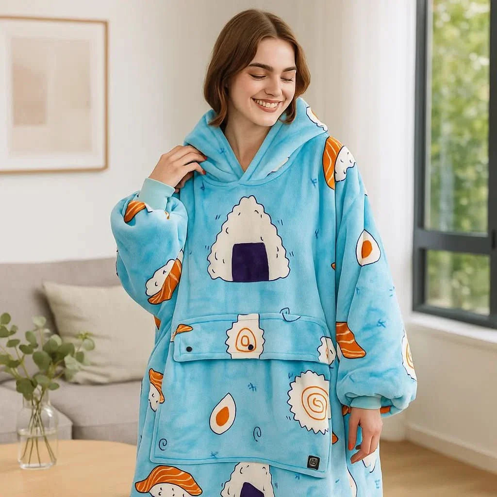 EMBERWEAR – USB-Powered Heated Blanket Hoodie for Cozy Warmth