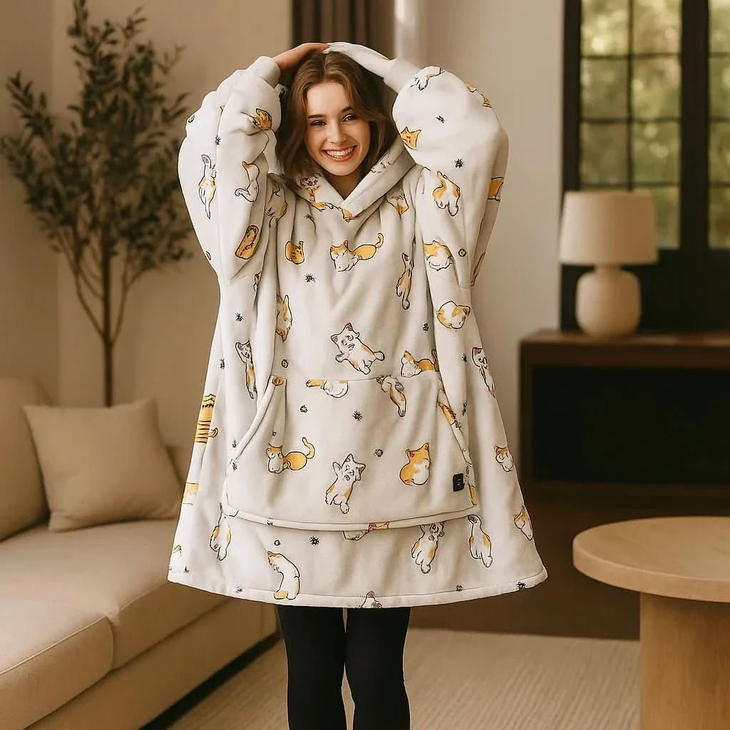 EMBERWEAR – USB-Powered Heated Blanket Hoodie for Cozy Warmth