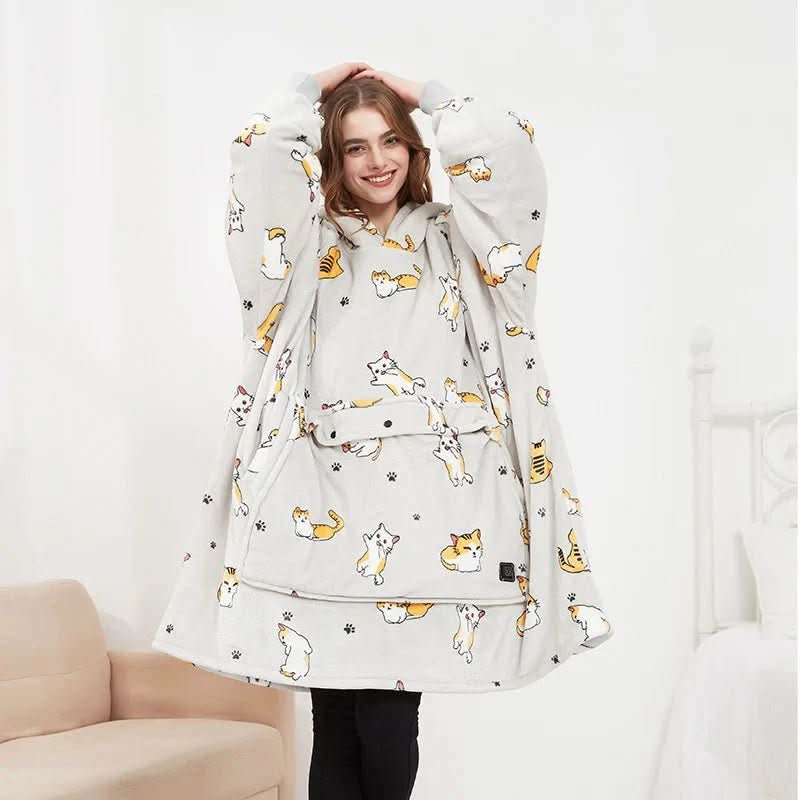 EMBERWEAR – USB-Powered Heated Blanket Hoodie for Cozy Warmth