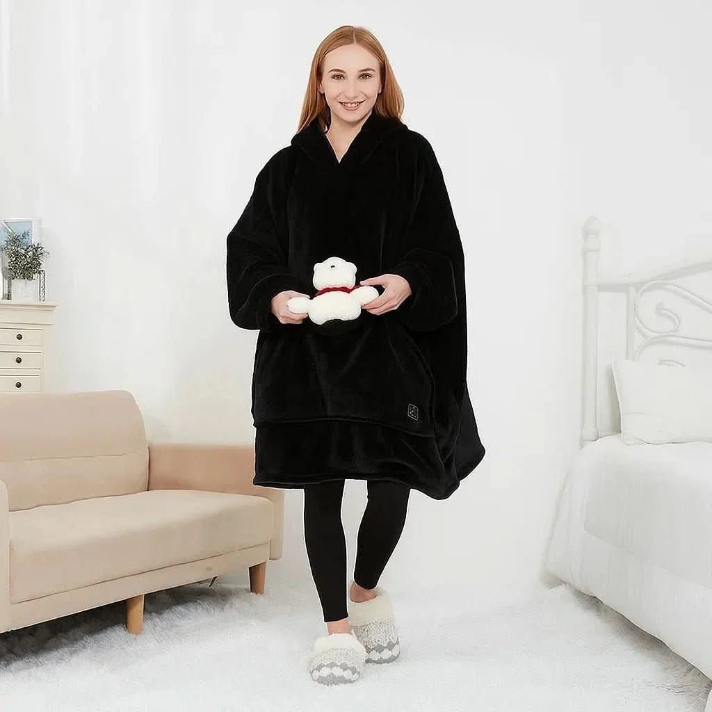 EMBERWEAR – USB-Powered Heated Blanket Hoodie for Cozy Warmth