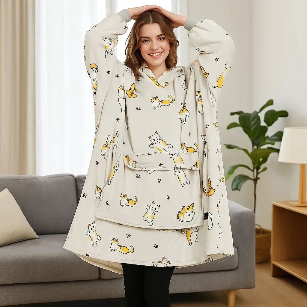 EMBERWEAR – USB-Powered Heated Blanket Hoodie for Cozy Warmth