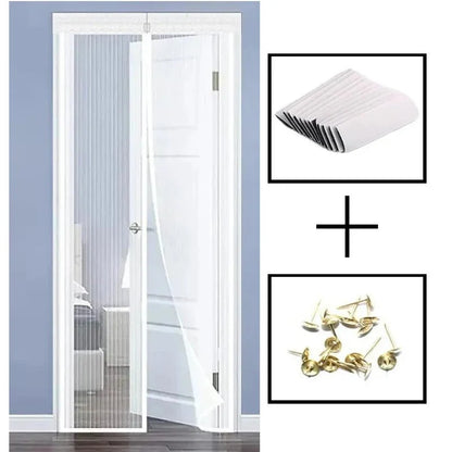 EMBRIZA – Magnetic Soft Gauze Door Curtain with Elegant Embroidery