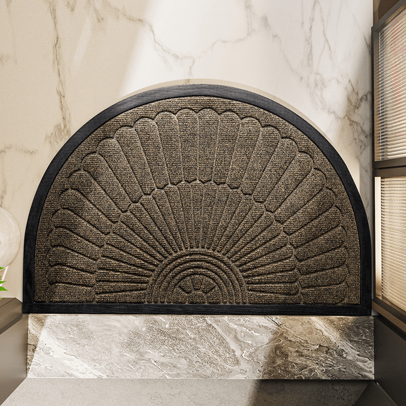 ENTRYZONE – Semi-Circular Door Mat with Anti-Slip Backing, All-Weather Dirt Trapper