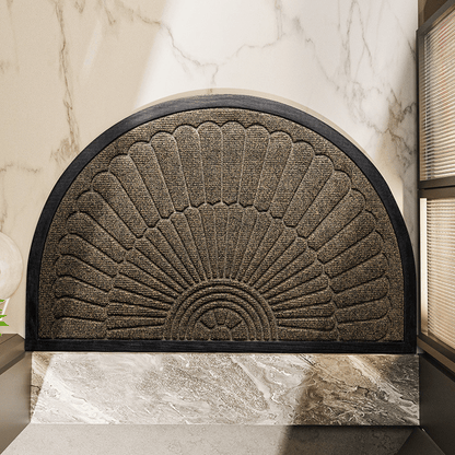 ENTRYZONE – Semi-Circular Door Mat with Anti-Slip Backing, All-Weather Dirt Trapper