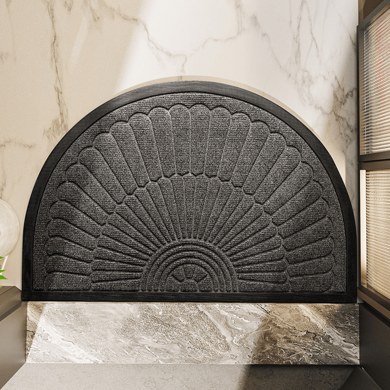 ENTRYZONE – Semi-Circular Door Mat with Anti-Slip Backing, All-Weather Dirt Trapper