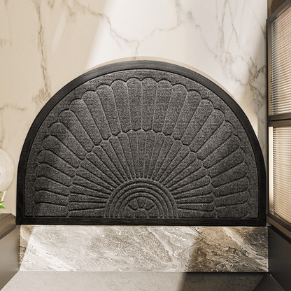 ENTRYZONE – Semi-Circular Door Mat with Anti-Slip Backing, All-Weather Dirt Trapper