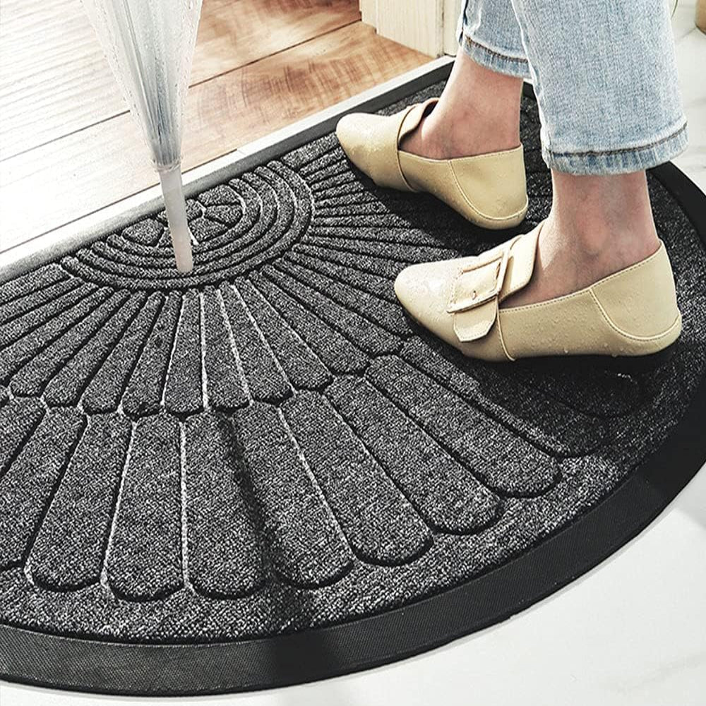 ENTRYZONE – Semi-Circular Door Mat with Anti-Slip Backing, All-Weather Dirt Trapper