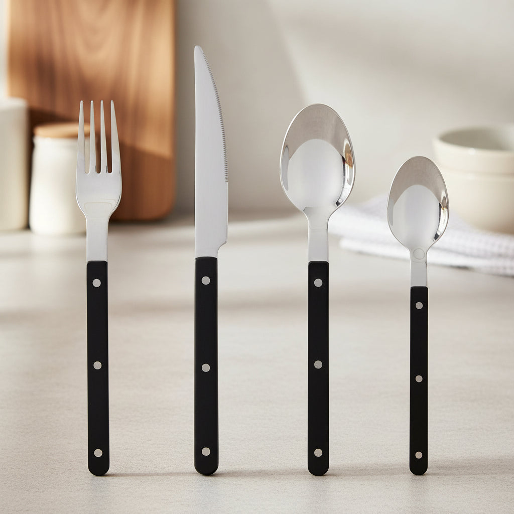 ETERNISERVE – 24-Piece Engraved Stainless Steel Cutlery Set for 6
