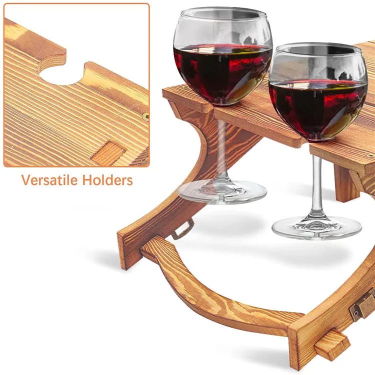 FIELDVINT – Compact Folding Camping Table with Wine Glass Holder for Outdoors
