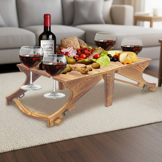 FIELDVINT – Compact Folding Camping Table with Wine Glass Holder for Outdoors