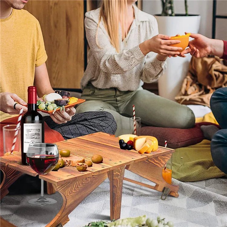 FIELDVINT – Compact Folding Camping Table with Wine Glass Holder for Outdoors