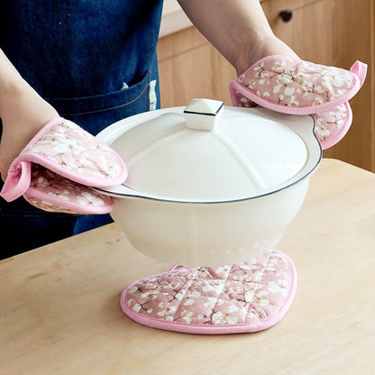 FLORALHEART – Vintage Floral Heart-Shaped Potholders with Heat Resistance