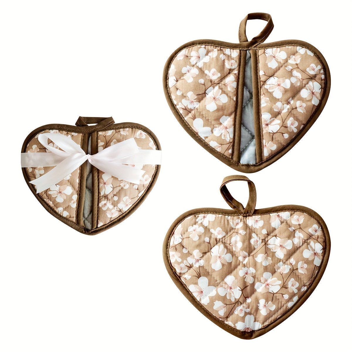 FLORALHEART – Vintage Floral Heart-Shaped Potholders with Heat Resistance