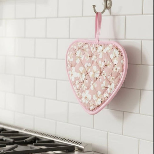 FLORALHEART – Vintage Floral Heart-Shaped Potholders with Heat Resistance