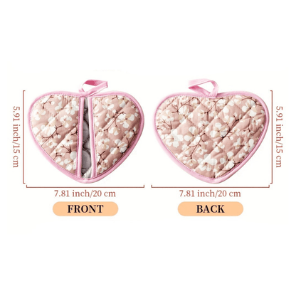 FLORALHEART – Vintage Floral Heart-Shaped Potholders with Heat Resistance