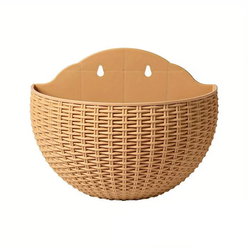 FLORAVA – Rattan-Style Wall-Mounted Planter for Indoor & Outdoor Decor