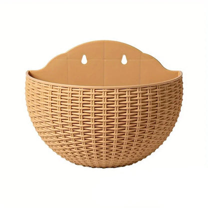 FLORAVA – Rattan-Style Wall-Mounted Planter for Indoor & Outdoor Decor