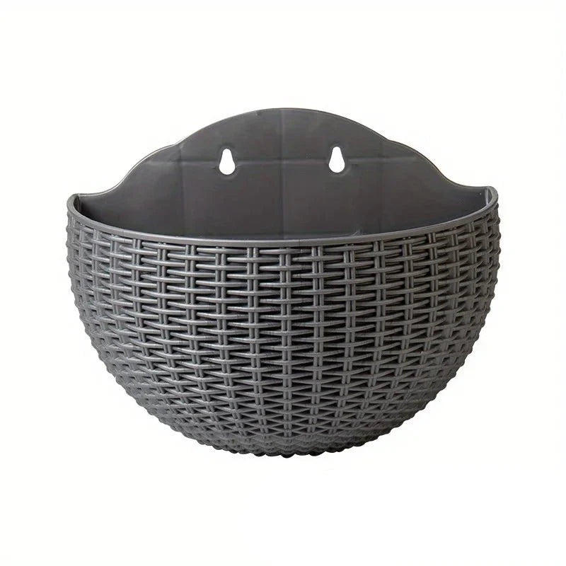 FLORAVA – Rattan-Style Wall-Mounted Planter for Indoor & Outdoor Decor