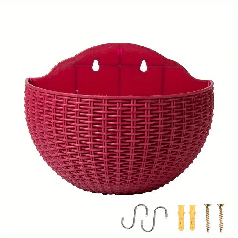 FLORAVA – Rattan-Style Wall-Mounted Planter for Indoor & Outdoor Decor