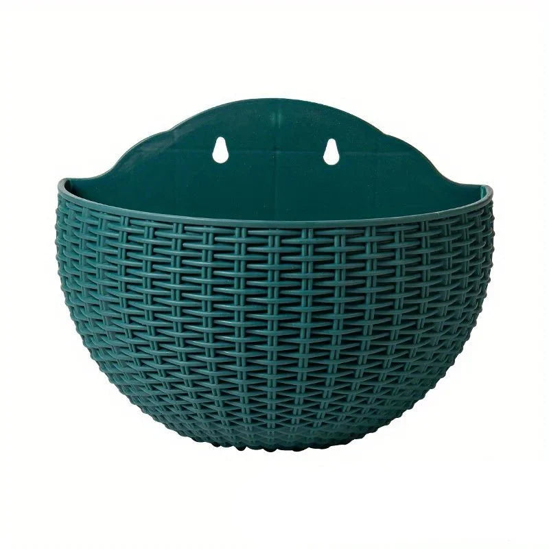 FLORAVA – Rattan-Style Wall-Mounted Planter for Indoor & Outdoor Decor