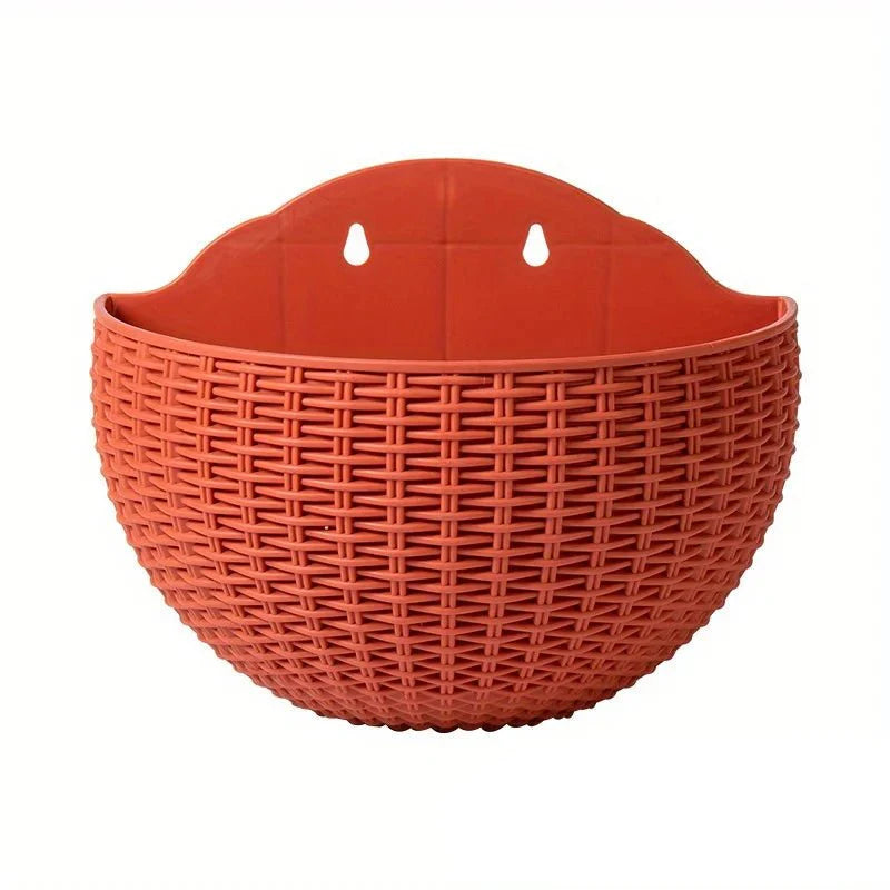 FLORAVA – Rattan-Style Wall-Mounted Planter for Indoor & Outdoor Decor