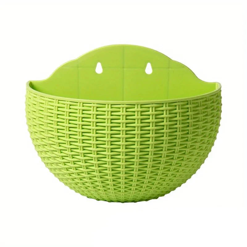 FLORAVA – Rattan-Style Wall-Mounted Planter for Indoor & Outdoor Decor