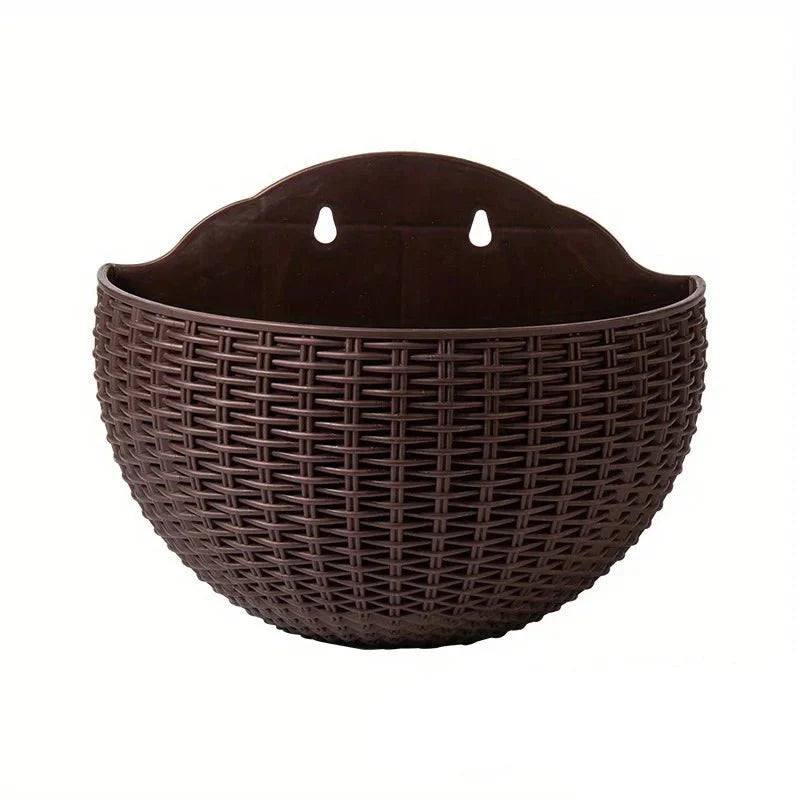 FLORAVA – Rattan-Style Wall-Mounted Planter for Indoor & Outdoor Decor
