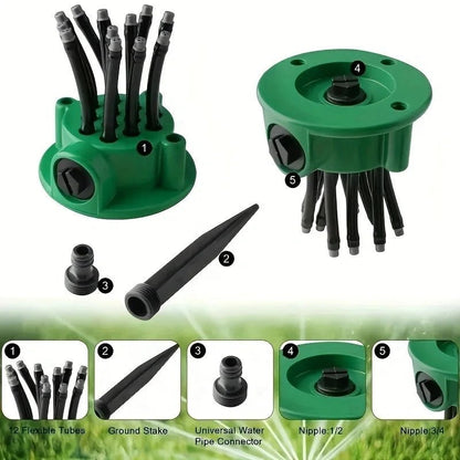 FLOWRING – Automatic Multi-Head 360-Degree Sprinkler for Consistent Garden Irrigation