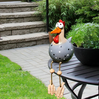 GARDENBLINK – Resin Chicken Statue with Expressive Big Eyes for Delightful Garden Décor