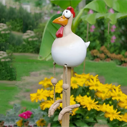 GARDENBLINK – Resin Chicken Statue with Expressive Big Eyes for Delightful Garden Décor