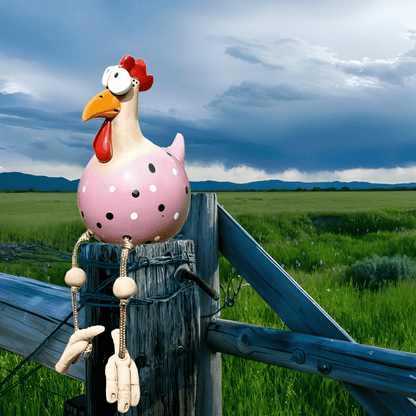 GARDENBLINK – Resin Chicken Statue with Expressive Big Eyes for Delightful Garden Décor