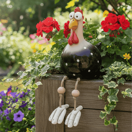 GARDENBLINK – Resin Chicken Statue with Expressive Big Eyes for Delightful Garden Décor
