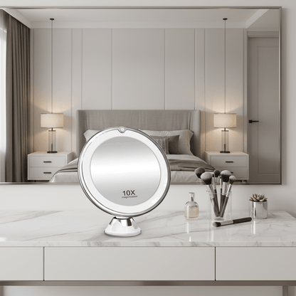GLAMZOOM – 10x LED Makeup Mirror for Precision Beauty