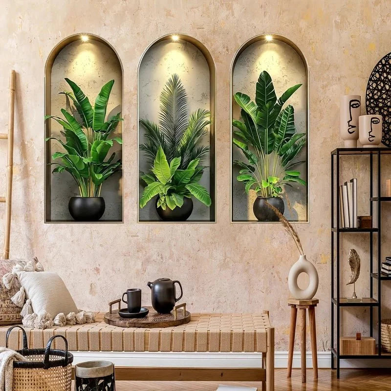 GREENVUE – Lifelike 3D Plant Wall Stickers for Effortless Home Decor