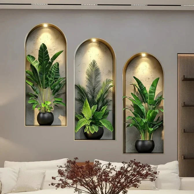 GREENVUE – Lifelike 3D Plant Wall Stickers for Effortless Home Decor