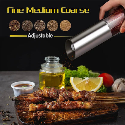 GRINDVOLT – Rechargeable Electric Pepper Grinder in Stainless Steel with Adjustable Fineness