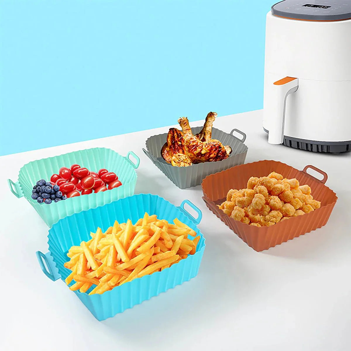 GRIPFRY – Silicone Air Fryer Liner with Side Handles for Clean, Non-Stick Cooking