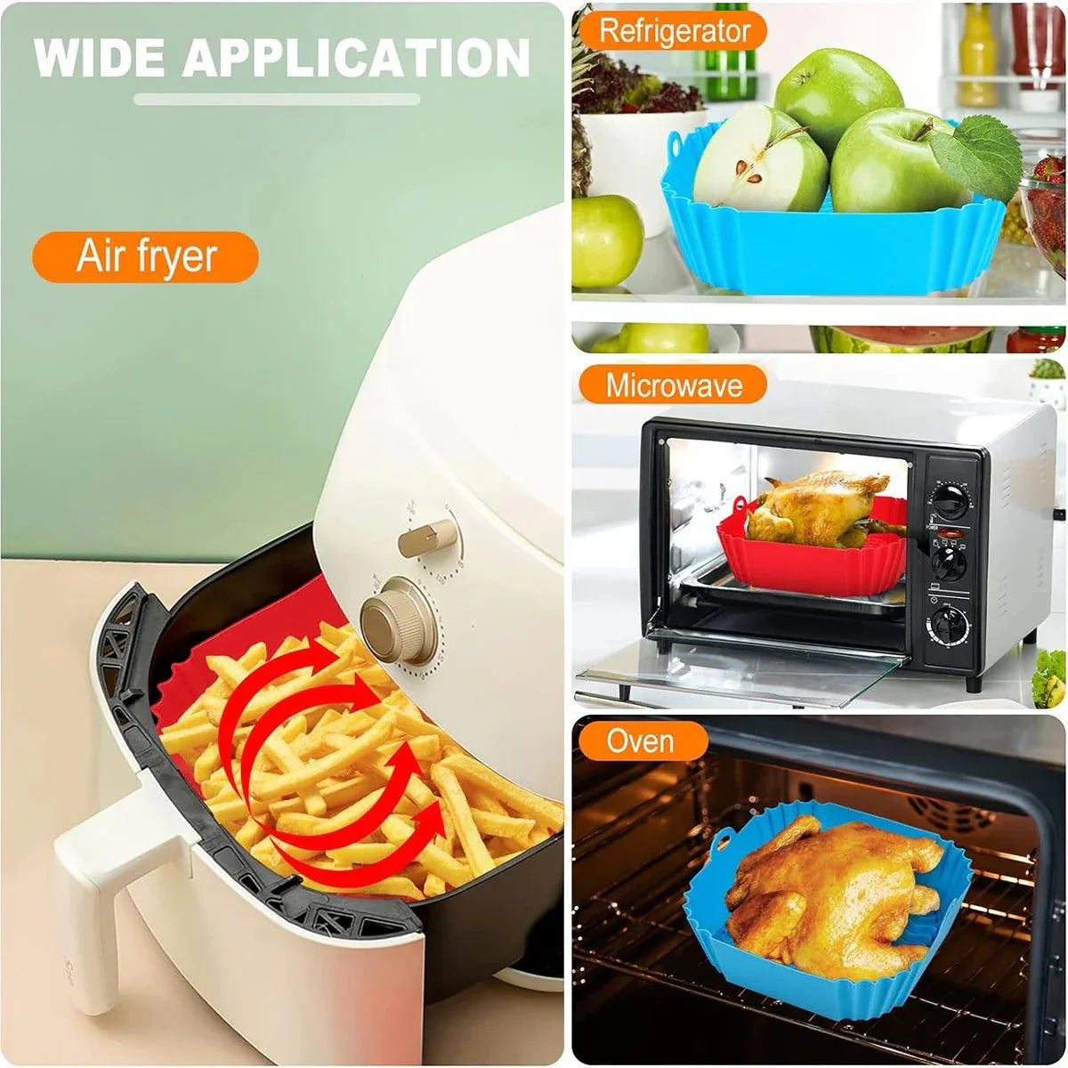 GRIPFRY – Silicone Air Fryer Liner with Side Handles for Clean, Non-Stick Cooking