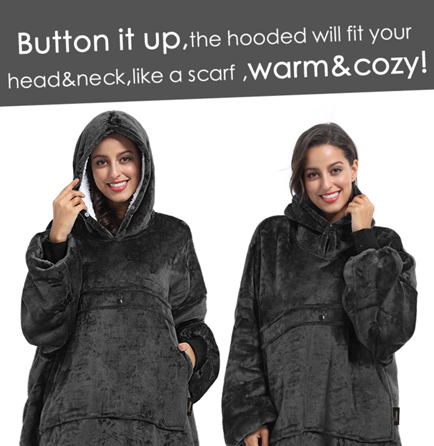 Dark Color Sherpa Oversized Hoodie Blanket