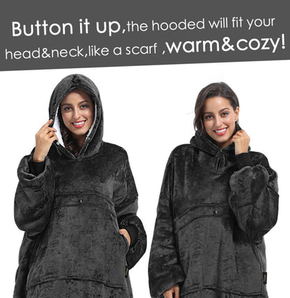Dark Color Sherpa Oversized Hoodie Blanket
