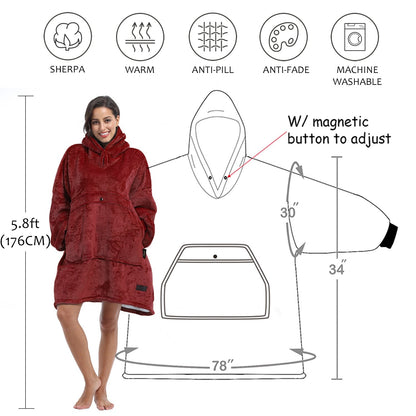 Dark Color Sherpa Oversized Hoodie Blanket