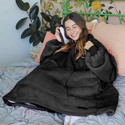 Dark Color Sherpa Oversized Hoodie Blanket