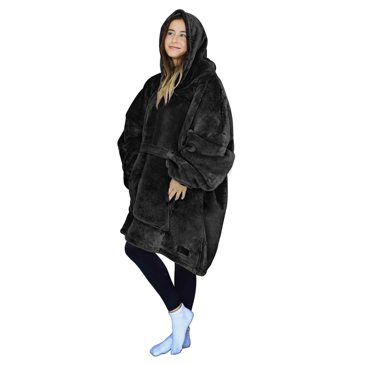 Dark Color Sherpa Oversized Hoodie Blanket
