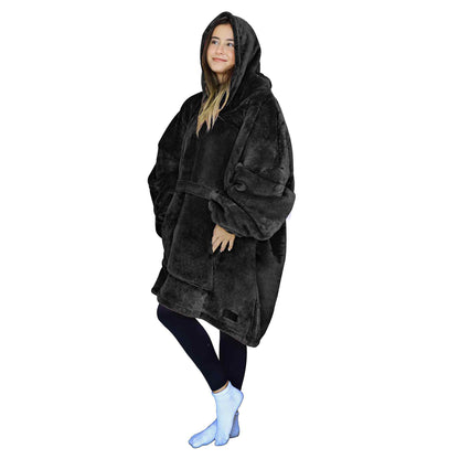 Dark Color Sherpa Oversized Hoodie Blanket