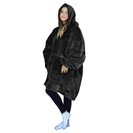 Dark Color Sherpa Oversized Hoodie Blanket