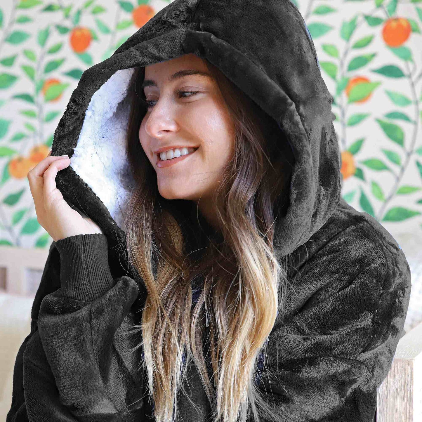 Dark Color Sherpa Oversized Hoodie Blanket