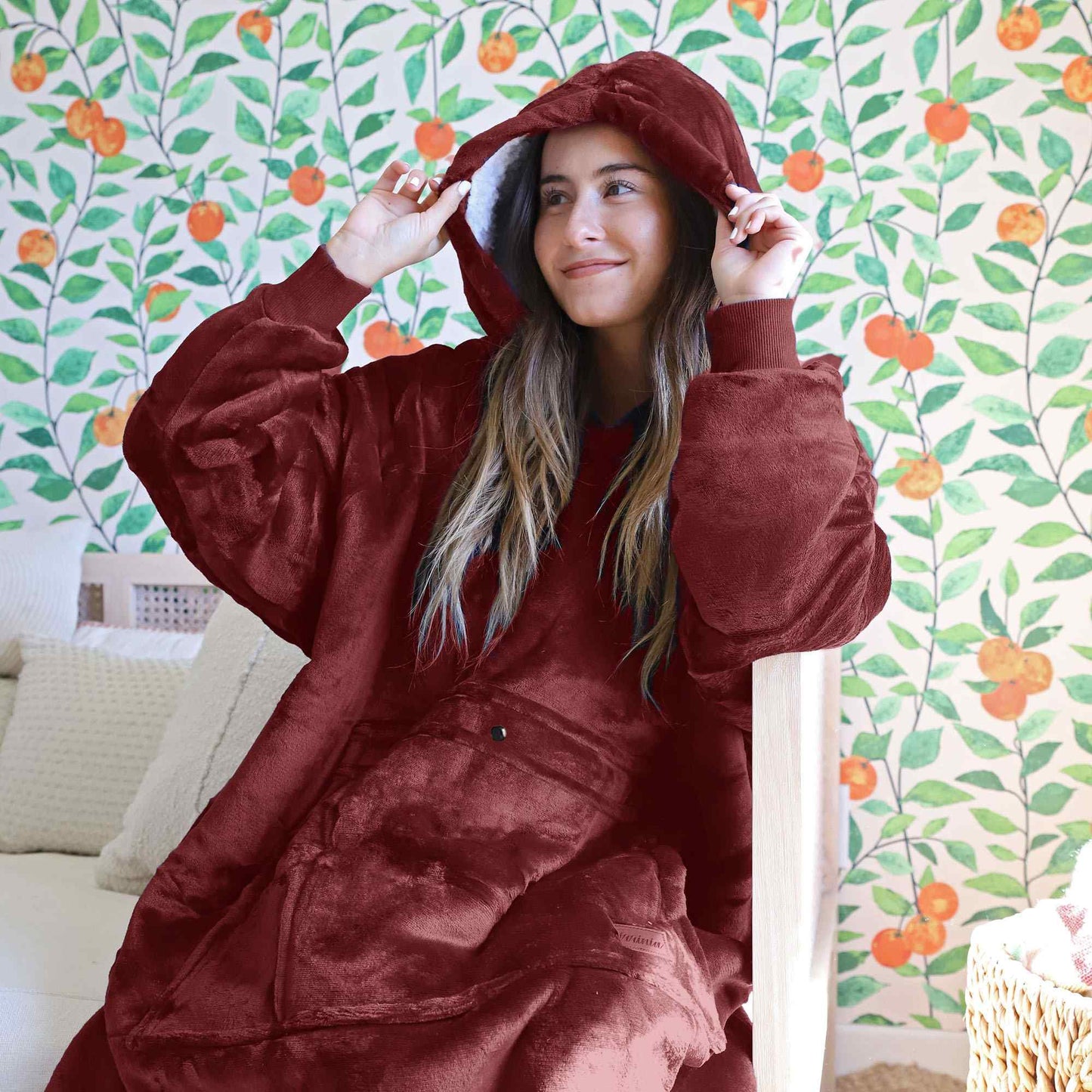 Dark Color Sherpa Oversized Hoodie Blanket