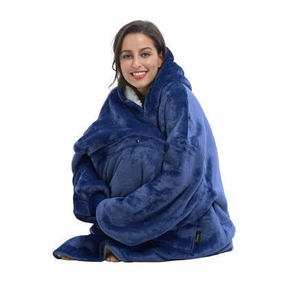 Dark Color Sherpa Oversized Hoodie Blanket
