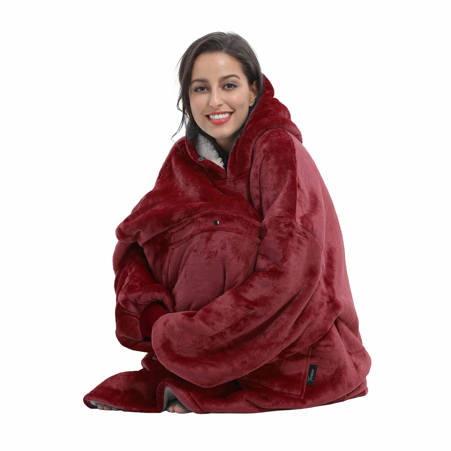 Dark Color Sherpa Oversized Hoodie Blanket