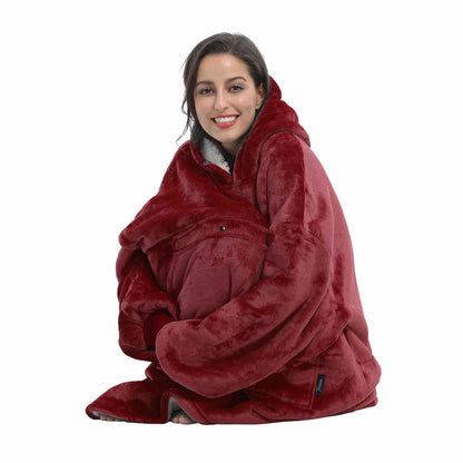 Dark Color Sherpa Oversized Hoodie Blanket